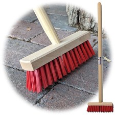 Garten Besen für Kinder Straßenbesen Holz Kinderbesen Natur Rot mit Holzstiel