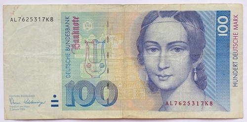 100 mark bill schein 1989 - 100, dm