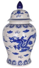 Qing-Dynastie Deckelvase im Chinoiserie-Stil Chinesische Keramik Drachen-Malerei