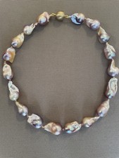 Kasumi/Ming Barock Perlen Kette 925 Sterling Silber Vergoldet