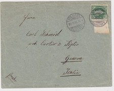 Schweiz, 25 Rp Stehende Helvetia vom Seitenrand auf Brief St. Gallen - Genua