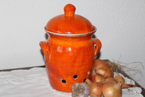 Zwiebeltopf aus keramik - zwiebeltopf, orange