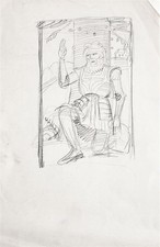 Wilhelm Wohlgemuth Ritter Porträt Entwurf Kreis Hans von Marées Bleistift 20 Jhd