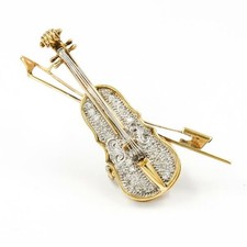 Anhänger Clip für Perlenkette Geige Brillanten 0,50 ct in 750 Gold top!