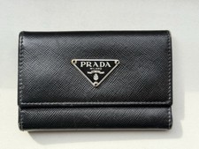 Vintage【Prada】Schlüsseletui Schlüsselanhänger Saffiano Schwarz