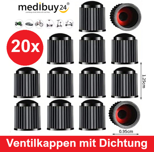 20x auto ventilkappen schwarz - 20x,