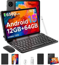 Tab A9 Tablet 10 Zoll Android 15, Tablet mit Tastatur/Stift/Maus/Hülle