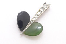 Anhänger 585 Gold 14 Karat Weißgold pendantif Diamanten Onyx Jade G2564/25