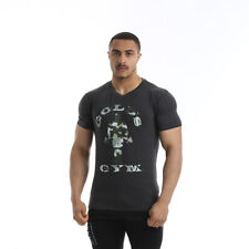 Golds Gym Camo Joe Printed T-Shirt Charcoal Marl Bodybuilding Muscle Shirt Gym