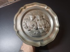 Antiker Zinnteller Relief Wandteller Die Geldzähler Mittelalter Motiv ca. 25 cm
