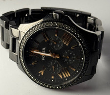 Fossil Cecile Multifunktionsuhr mit Kristallen#schwarzes Zifferblatt#Ausgefallen
