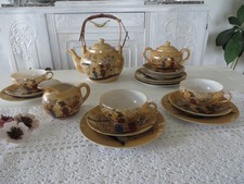 Japanisches Nippon Geisha 💚Teeservice💚feines Porzellan Perlmutt 18 T. gepflegt