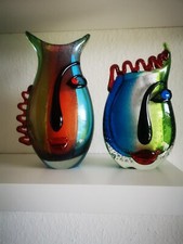  2 Gilde Glasvasen Gesicht Designobjekt