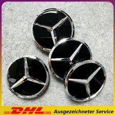 Für Mercedes Benz 4stk 60MM Nabendeckel Felgenkappen Schwarz Radnabenkappen DE