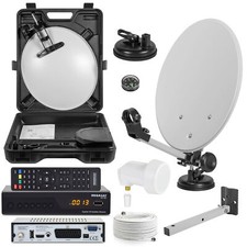 MEGASAT Digitale Camping SAT Anlage HD 390 Receiver KOFFER Schüssel Kabel LNB