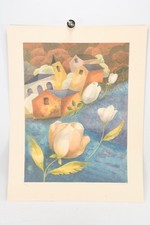 C25N14- Farblithografie Landschaft mit Blumen signiert R. Hovet nummeriert 61/90