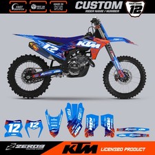 KTM MOTOCROSS GRAFIK, CUSTOM MX GRAPHICS KIT, SX SXF EXC EXCF RAID ORG/BLU