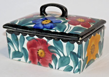 Deckeldose viereckig 17x12x6,5/12cm SMF Schramberg handgemalt Jugendstil