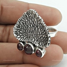 Natürlich Granat Cocktail Statement Ehefrau Ring Schmuck Größe 7 Sterling Silber