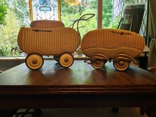 Korbwagen, Puppenwagen, 50er Jahre?, Korbgeflecht, 2 Stück
