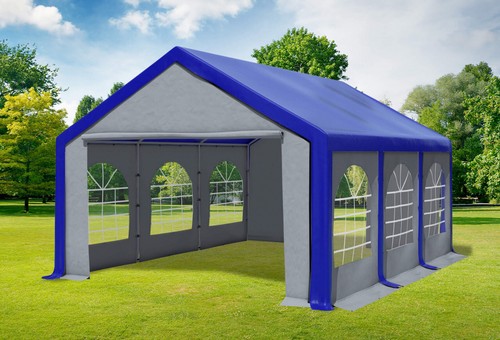 Partyzelt 4x6m blau grau pvc - 4x6m,