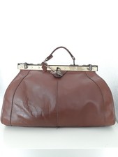 alte Leder Arzt Maulbügel Tasche Doktors Bag Hebammen Koffer braun Vintage Rar