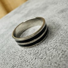 Ring Edelstahl silber schwarz Inlay Größe 62 Herren Schmuck Geschenk