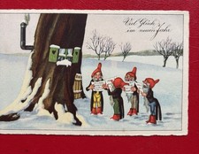 Ak Zwerge singen Neujahrs Grüße