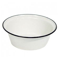 Emaille Fußbadewanne / Schüssel ca. 40cm - weiß, schwarzer Rand