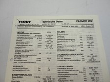 Fendt Farmer 309 Werkstatt Datenblatt 1995 Anzugswerte Technische Daten