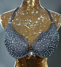 Lascana Damen BH Größe A-C Cup Schwarz Bügel Dessous Strass Akzente Ketten