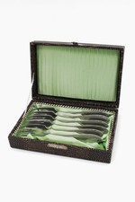 Silber Besteck 6x Kuchengabel ABS Rostfrei DDR 15 cm mit grünem Besteckkasten