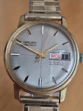SCHÖNE,  SELTENE VINTAGE GRUEN PRECISION  DAY-DATE AUTOMATIC HERRENARMBANDUHR