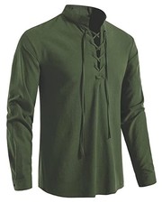 Herren Langarmhemd Pirat Mittelalter Renaissance Wikinger Kleidung