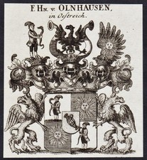 Olnhausen Oestreich Wappen coat of arms Adel Kupferstich Heraldik 1820
