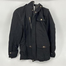 WenVen Herren-Parkajacke aus verdicktem Fleece mit abnehmbarer Kapuze, Schwarz, 