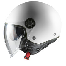 Helm Motorrad Roller Demi-Jet One Weiß Glänzend Mit Doppelt Visier Om Ece 22.06
