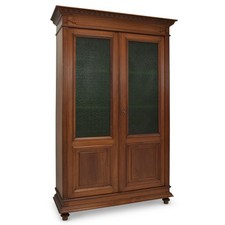 ANTIK! Bücherschrank restauriert Jugendstil Nussbaum Vitrinenschrank