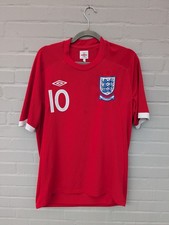 Umbro England #10 Rooney Trikot Gr. 42 Rot Auswärts 2010-12 Original Sammler