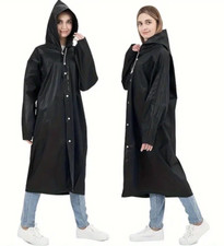 Regenmantel mit Kapuze,  wasserdichte Regenbekleidung für Damen/Herren, schwarz