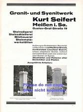 Granit Seifert Meissen XL Reklame 1928 Bildhauer Steinmetz Werbung Meißen +