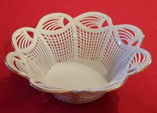 Formano Durchbruch Porzellan Schale weiß mit Goldrand, Ø 17 x 6 cm Höhe