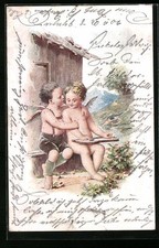 Engel machen Musik am Fluss