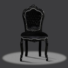 Barockstuhl schwarz Kunstleder