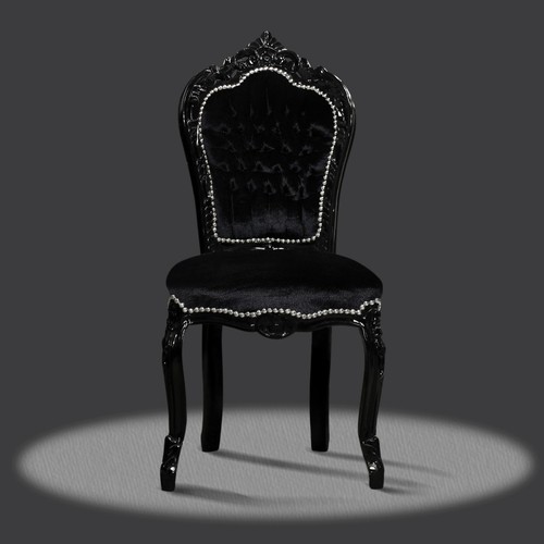 Barockstuhl schwarz kunstleder - schwarz,