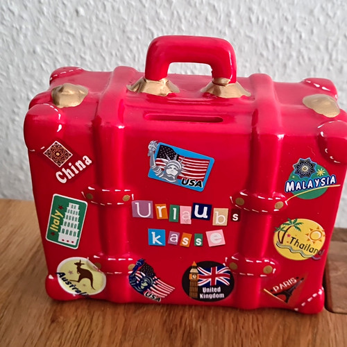 Koffer spardose rot - koffer-spardose, „urlaubs