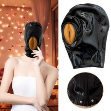 Latex Unisex Gummi Maske Haube mit Vaginal Bondage Cosplay Fetisch Party Neu -