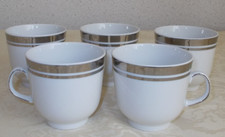 5 Winterling Marktleuthen Kaffeetassen Weiß mit Platin Rand