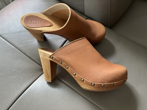 Sanita holz clogs braun - holz, braun/cognac