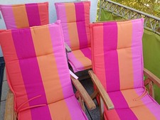 4er Set Garten/Balkonstühle Holz  klappbar + Sitzauflagen 4er St, gebraucht